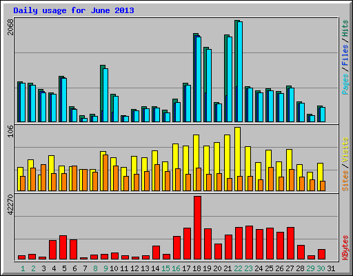 Daily usage for June 2013
