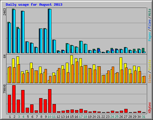 Daily usage for August 2013