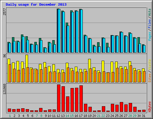 Daily usage for December 2013