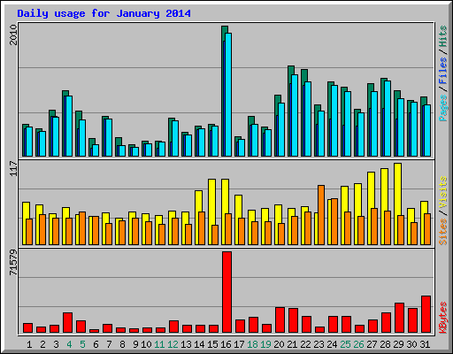 Daily usage for January 2014