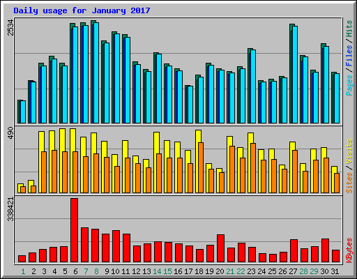 Daily usage for January 2017