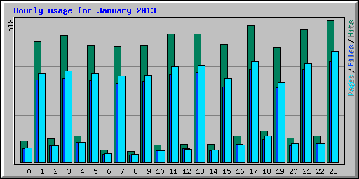 Hourly usage for January 2013