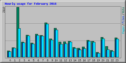 Hourly usage for February 2016